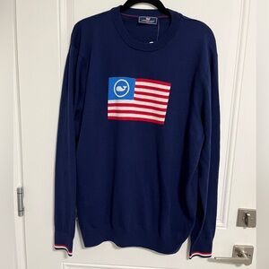 NWT - Vineyard Vines USA Flag Men’s Wool Blended Sweater - Size L
